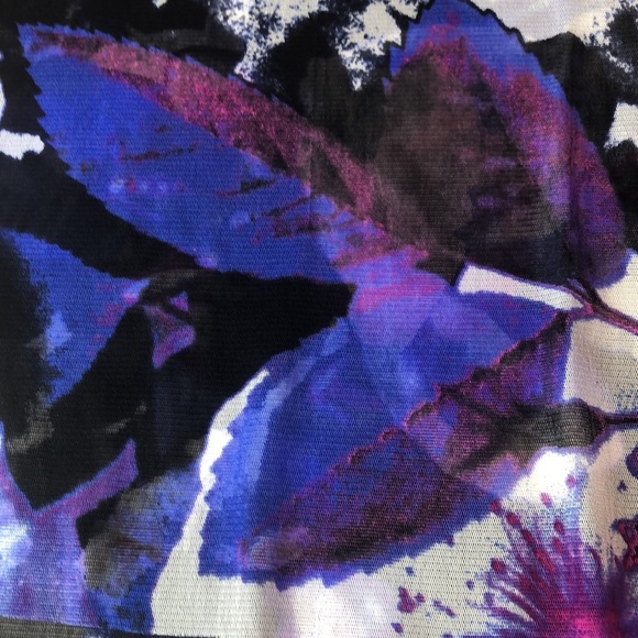INC Floral Sheer Layered Top - Purple Blue Black Cutout Back Women's Medium - Picture 6 of 16